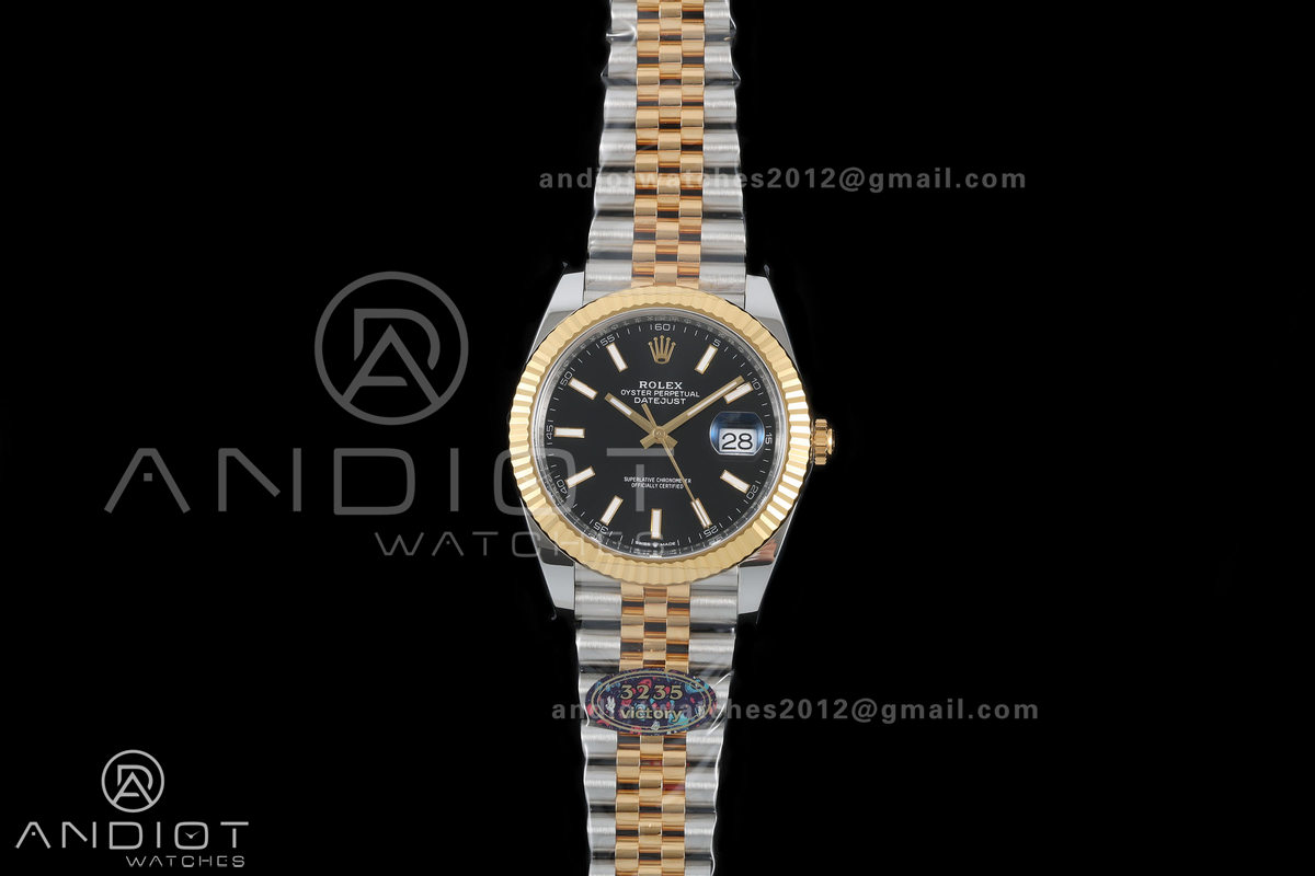 DateJust 41 126333 904L SS/YG VF 1:1 Best Edition Black Stick Dial on Jubilee Bracelet DD3235